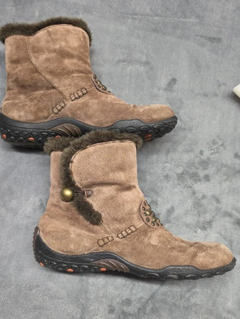 Women’s Brown Suede Fur-Trim Winter Boots